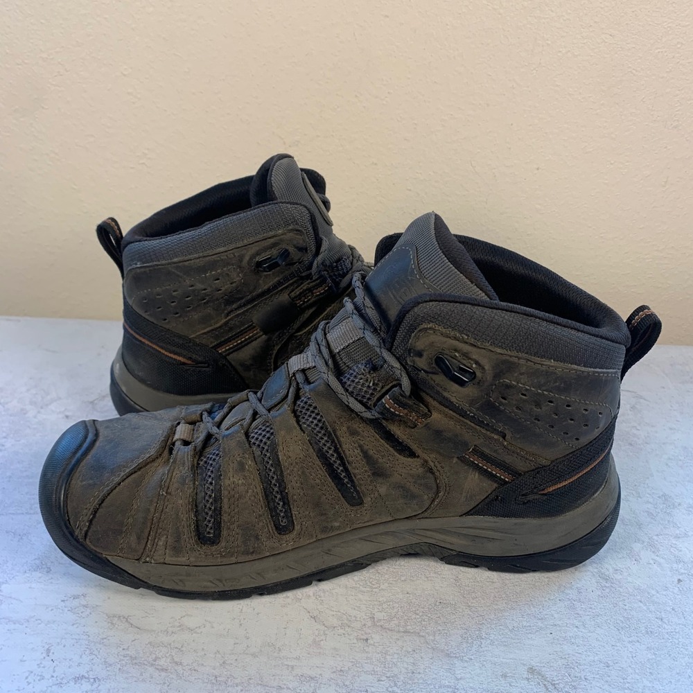 KEEN 12EE Flint II Mid Work Boots Brown Waterproof Soft Toe EH 1027098EE